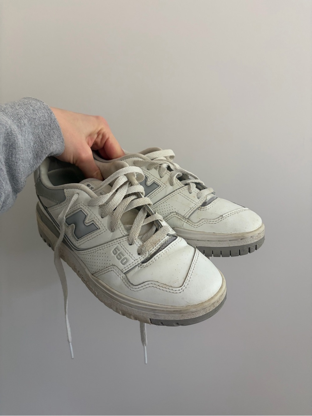 New Balance 550 White and Gray Low-Top Sneakers